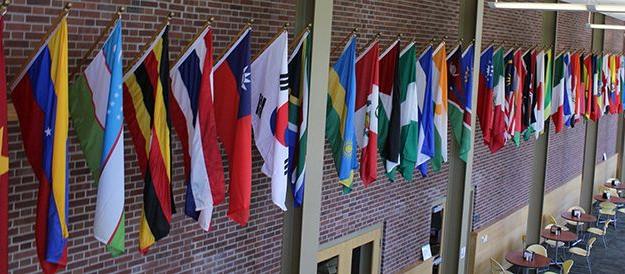 International flag display in Haist Commons